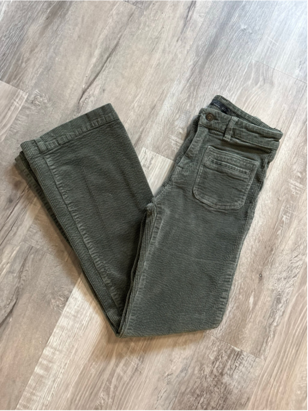prAna Traps Olive Green Corduroy Flare Pants High Waist Womens Size 4 / 27
